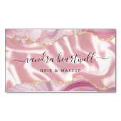 Pink Agate Gold Glitzer Luxus Magnetische Visitenkarte (Vorderseite)