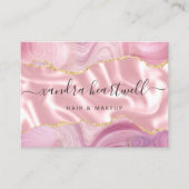 Pink Agate Gold Glitzer Luxus Visitenkarte (Vorderseite)