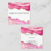 Pink Agate Gold Sparkle Beauty Stylist Makeup Quadratische Visitenkarte (Vorne/Hinten)