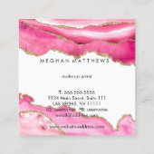 Pink Agate Gold Sparkle Beauty Stylist Makeup Quadratische Visitenkarte (Rückseite)