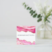 Pink Agate Gold Sparkle Beauty Stylist Makeup Quadratische Visitenkarte (Stehend Vorderseite)