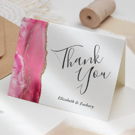 Pink Agate Gold Wedding Vielen Dank Karte