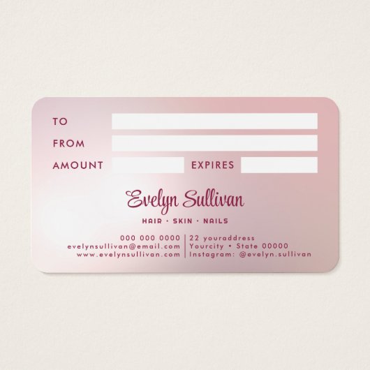 Pink Agate Imitats Foil Geschenkkarte (Rückseite)