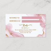 Pink Agate Marble Nagelsalon Referenzkarte Treuekarte (Rückseite)