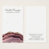 Pink Agate Script Earring Juwelier Display Card (Vorne & Hinten)