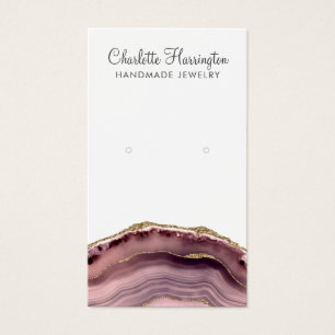 Pink Agate Script Earring Juwelier Display Card