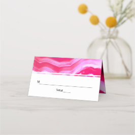 Pink agate Slice geode Hochzeit gefaltete Escort Platzkarte