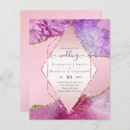 Pink AGATESparkles Wedding Invitations BUDGET