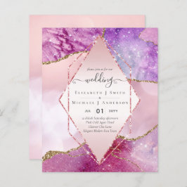 Pink AGATESparkles Wedding Invitations BUDGET