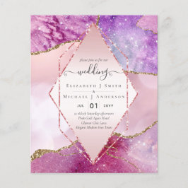 Pink AGATESparkles Wedding Invitations BUDGET Flyer