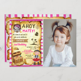 Pink Ahoy Treasure Karte Girls Pirate Foto Geburts
