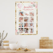 Pink Air Ballon Erstes Jahr Foto Collage Post Poster (Küche)