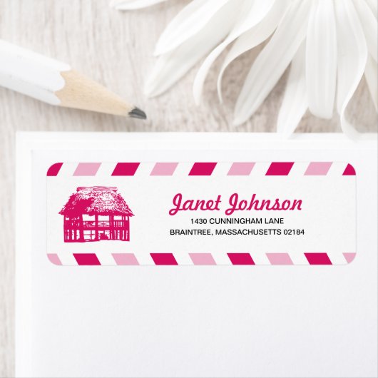Pink Airmail Beach Hut RÜCKSENDEADRESSE Mailing (Insitu)