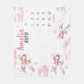 PINK AIRPLANE MILESTONE Blanket, Personalisiertes  Fleecedecke (Vorderseite)