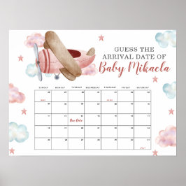 Pink Airplane Showrate Baby Due Date Kalender Poster