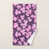 Pink Akrylic Paint Blume Petals Badhandtuch Set (Handtuch)