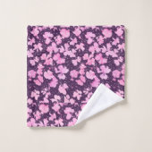 Pink Akrylic Paint Blume Petals Badhandtuch Set (Waschlappen)