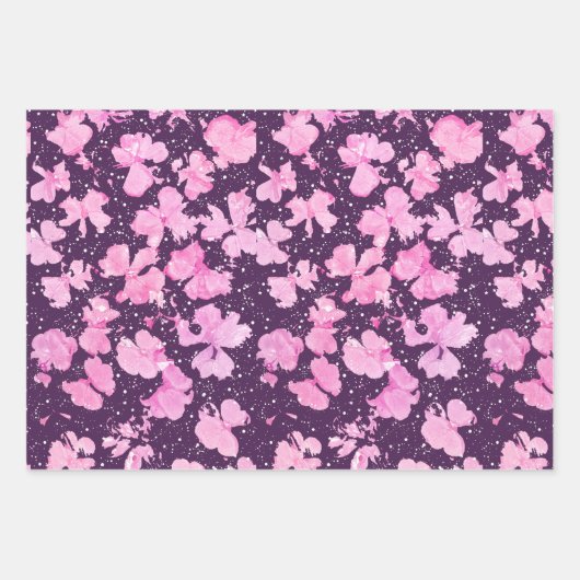 Pink Akrylic Paint Blume Petals Geschenkpapier Set (Vorderseite 2)