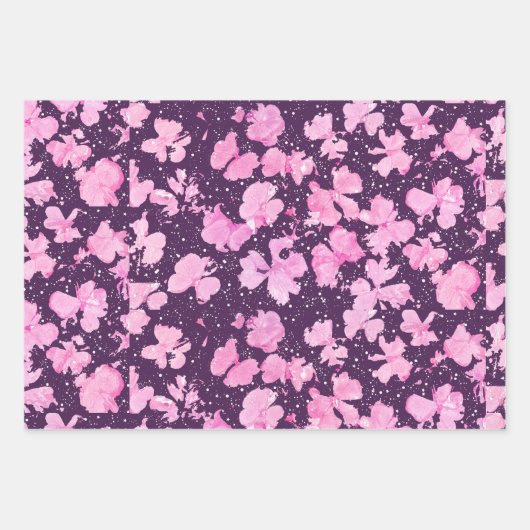 Pink Akrylic Paint Blume Petals Geschenkpapier Set (Vorderseite)