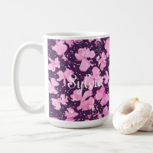 Pink Akrylic Paint Blume Petals Kaffeetasse