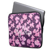 Pink Akrylic Paint Blume Petals Laptopschutzhülle (Vorderseite Links)