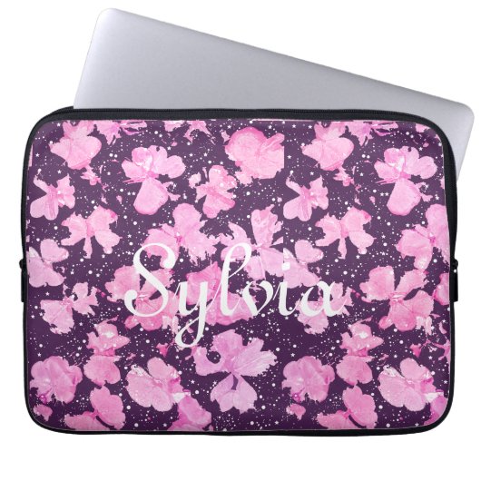 Pink Akrylic Paint Blume Petals Laptopschutzhülle (Vorderseite)