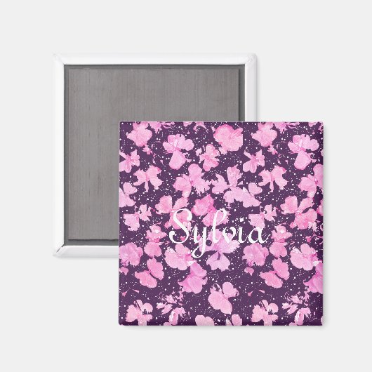 Pink Akrylic Paint Blume Petals Magnet (Vorderseite/Rückseite)