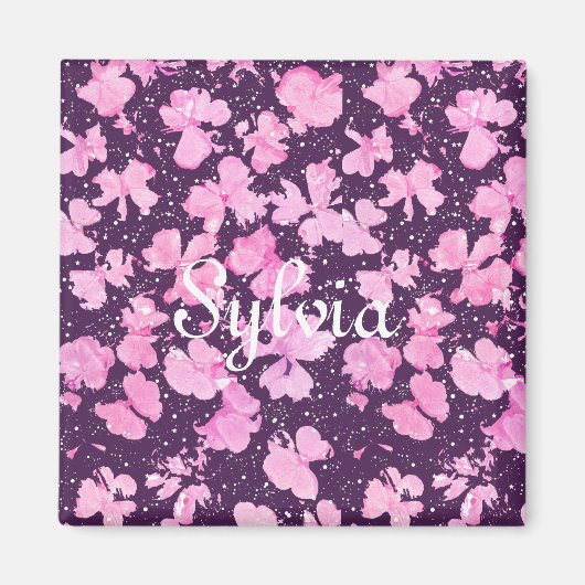 Pink Akrylic Paint Blume Petals Magnet (Vorne)