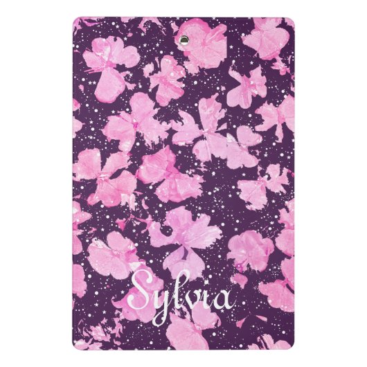 Pink Akrylic Paint Blume Petals Mini Klemmbrett (Rückseite)