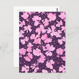 Pink Akrylic Paint Blume Petals Postkarte