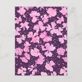 Pink Akrylic Paint Blume Petals Postkarte