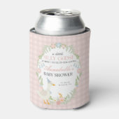 Pink Albern Gänse Floral Gingham Baby Dusche Gefal Dosenkühler (Kanne Vorderseite)