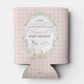 Pink Albern Gänse Floral Gingham Baby Dusche Gefal Dosenkühler (Rückseite)