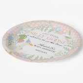 Pink Albern Gänse Gingham Baby Dusche Pappteller (Schrägansicht)