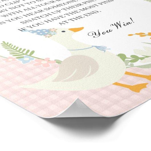 Pink Albern Gänse Gingham Dont Say Baby Game Poster (Ecke)