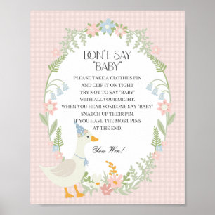 Pink Albern Gänse Gingham Dont Say Baby Game Poster
