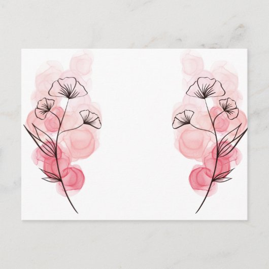 Pink Alcohol Tinte Blume Einladungspostkarte (Vorderseite)