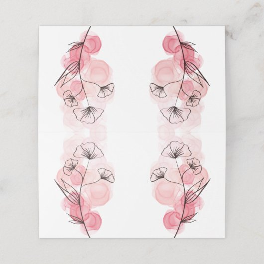 Pink Alcohol Tinte Blume Platzkarte (Außenseite Aufgefaltet)
