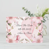 Pink Alcohol Tinte Blumenzehen speichern Sie die D Einladung (Stehend Vorderseite)