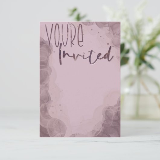 Pink Alcohol Tinte Einladung (Stehend Vorderseite)