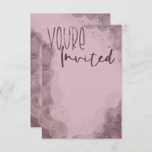 Pink Alcohol Tinte Einladung (Vorne/Hinten)