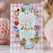 Pink Alice in Wonderland 3rd birthday Invitation Einladung