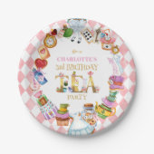 Pink Alice in Wonderland 3rd Birthday   Pappteller (Vorderseite)