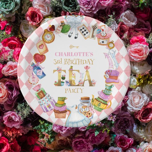 Pink Alice in Wonderland 3rd Birthday   Pappteller