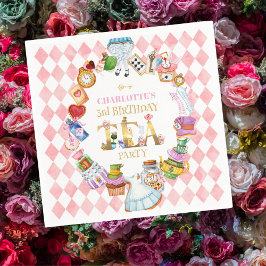Pink Alice in Wonderland 3rd Birthday   Serviette
