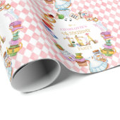 Pink Alice in Wonderland 4th Birthday   Geschenkpapier (Rolleneckpunkt)