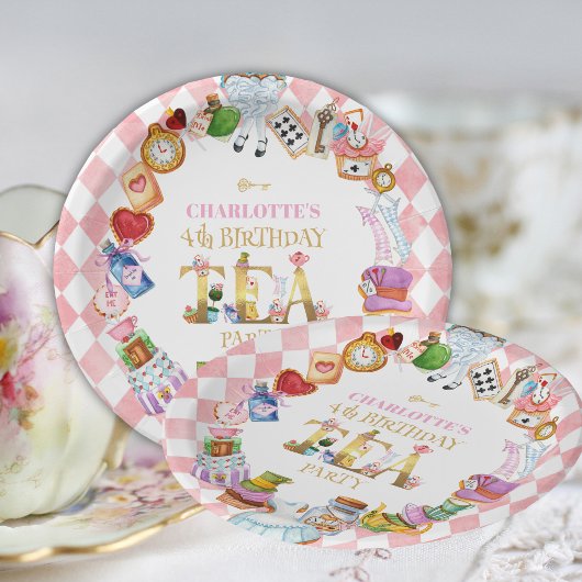 Pink Alice in Wonderland 4th Birthday   Pappteller