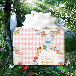 Pink Alice in Wonderland 5th Birthday Geschenkpapier