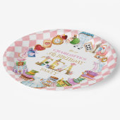 Pink Alice in Wonderland 5th Birthday Pappteller (Schrägansicht)