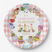 Pink Alice in Wonderland 5th Birthday Pappteller (Vorderseite)